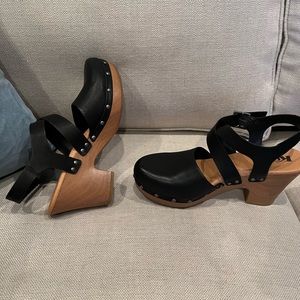 Brand new (worn once) black Korks- very comfortable and versatile